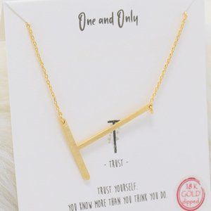 Sideways Initial " T "One and Only Necklaces - GD